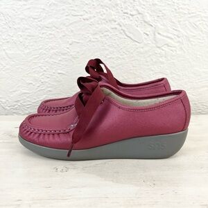 SAS Bounce Shoes Wedge Comfort Oxford Cranberry Pink Lace Up 9